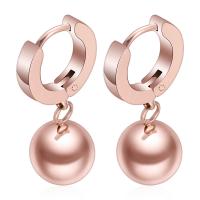 Titanium Steel Earrings, Stainless Steel, Round, rose gold color plated, for woman 14mm 