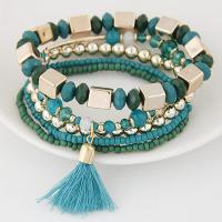 Fashion Zinc Alloy Bracelets, with Cotton Thread & Glass Beads, fashion jewelry & for woman 175mm 
