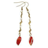 Stainless Steel Drop Earring, with Glass, gold color plated, for woman, 75mm 