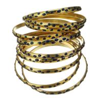 Stainless Steel Bangle Set, gold color plated, for woman & multi-strand, 5.5mm, Inner Approx 68mm 