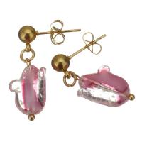 Stainless Steel Drop Earring, with Glass, gold color plated, for woman, 26mm 