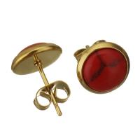 Stainless Steel Stud Earring, with Acrylic, gold color plated, for woman, 10mm 