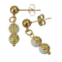 Stainless Steel Drop Earring, with Plastic, gold color plated, for woman, 25mm 