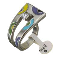 Esmalte de acero inoxidable anillo de dedo, unisexo & más tamaños para la opción, color original, 17mm, Vendido por UD