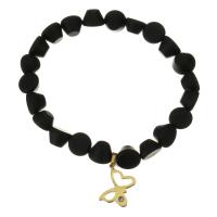 Bracelets Agate Noir, avec acier inoxydable, papillon, unisexe, noire  Environ 8 pouce, Vendu par brin