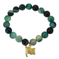 Agate Bracelets, with Stainless Steel, Unisex, green 10mm Approx 7 Inch 