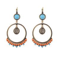 Turquoise Zinc Alloy Earring, with turquoise, plated, folk style & for woman, 7.2cm/2.8inch 