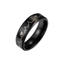 Stainless Steel Finger Ring, plated, fashion jewelry & Unisex black, 6mm, US Ring 