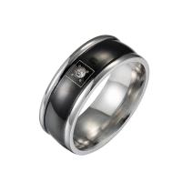 Men Stainless Steel Ring in Bulk, 316L Stainless Steel, plated, fashion jewelry & for man & with rhinestone, black US Ring 