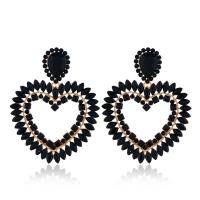 Zinc Alloy Rhinestone Drop Earring, with acrylic rhinestone, Heart, plated, fashion jewelry & for woman & with rhinestone 