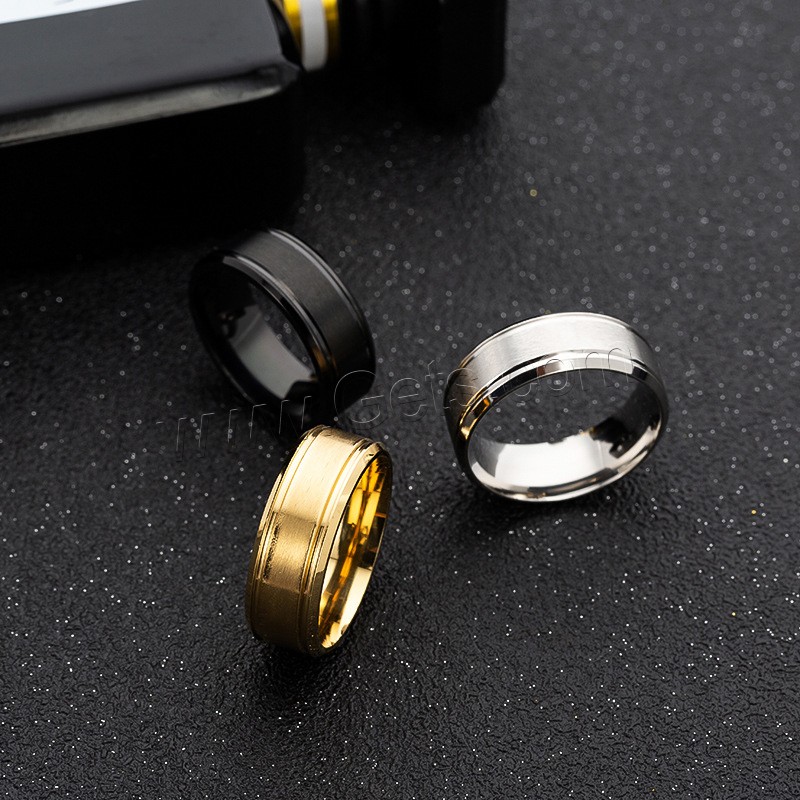 Men Stainless Steel Ring in Bulk, 316L Stainless Steel, plated, fashion jewelry & different size for choice & for man & matte, more colors for choice, 8x2mm, US Ring Size:6-13, Sold By PC