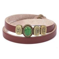 Faux Leather Bracelet, with Cats Eye & Zinc Alloy, plated, vintage & Unisex 