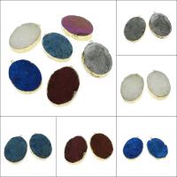 Ice Quartz Agate Pendants, Flat Round, gold color plated, for woman Approx 1.5mm 