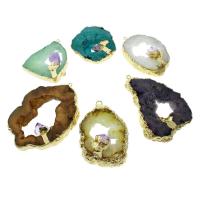 Ice Quartz Agate Pendants, gold color plated & for woman 49*42*9mm,90*52*4mm Approx 1.5mm 