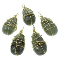 Labradorite Pendants, gold color plated, for woman Approx 1.5mm 