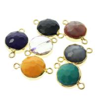 Gemstone Connector, gold color plated, 1/1 loop, Random Color Approx 2mm, 5/Bag 
