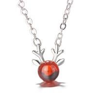 Sterling Silver Jewelry Necklace, 925 Sterling Silver, with Garnet, Antlers, for woman, silver color, 40cm+5cm 