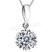 Cubic Zirconia Micro Pave Sterling Silver Pendant, 925 Sterling Silver, Flower, micro pave cubic zirconia & for woman, silver color 