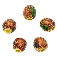 Weinlese Messing Perlen, rund, goldfarben plattiert, frei von Nickel, Blei & Kadmium, 7x7mm, Bohrung:ca. 2mm, ca. 50PCs/Tasche, verkauft von Tasche