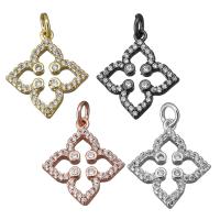 Brass Clover Pendant, Four Leaf Clover, plated, micro pave cubic zirconia Approx 3mm 