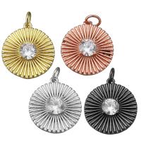 Cubic Zirconia Brass Pendants, Flat Round, plated, with cubic zirconia Approx 3.5mm 