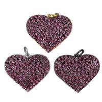 Brass Heart Pendants, plated, micro pave cubic zirconia Approx 3.5mm 