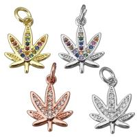 Brass Leaf Pendants, Maple Leaf, plated, micro pave cubic zirconia Approx 3mm 