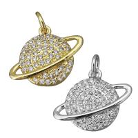 Cubic Zirconia Micro Pave Brass Pendant, Globe, plated, micro pave cubic zirconia Approx 3mm 