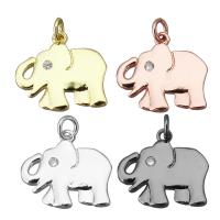 Animal Brass Pendants, Elephant, plated, micro pave cubic zirconia Approx 3mm 