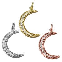 Cubic Zirconia Micro Pave Brass Pendant, Moon, plated, micro pave cubic zirconia Approx 3mm 