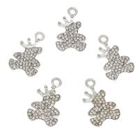 Zinc Alloy Animal Pendants, Bear, platinum color plated, with rhinestone Approx 2mm 