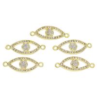 Rhinestone Zinc Alloy Connector, Eye, gold color plated, with rhinestone & 1/1 loop Approx 2mm 