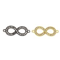 Rhinestone Zinc Alloy Connector, Infinity, plated, with rhinestone & 1/1 loop Approx 2mm 