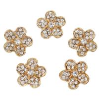 Flower Zinc Alloy Connector, gold color plated, with rhinestone & 1/1 loop Approx 1mm 