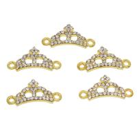 Rhinestone Zinc Alloy Connector, Crown, gold color plated, with rhinestone & 1/1 loop Approx 2mm 