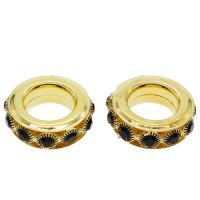 Zinc Alloy Large Hole Beads, gold color plated, with rhinestone Approx 10mm 