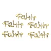 Letter Zinc Alloy Connector, Alphabet Letter, gold color plated, with rhinestone & 1/1 loop Approx 2mm 