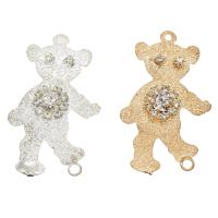 Animal Zinc Alloy Connector, Bear, plated, with rhinestone & 1/1 loop Approx 2mm 