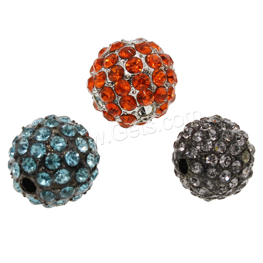 Strass Zinklegierung Perlen, rund, plattiert, verschiedene Größen vorhanden & mit Strass, keine, Bohrung:ca. 2mm, 50PCs/Tasche, verkauft von Tasche