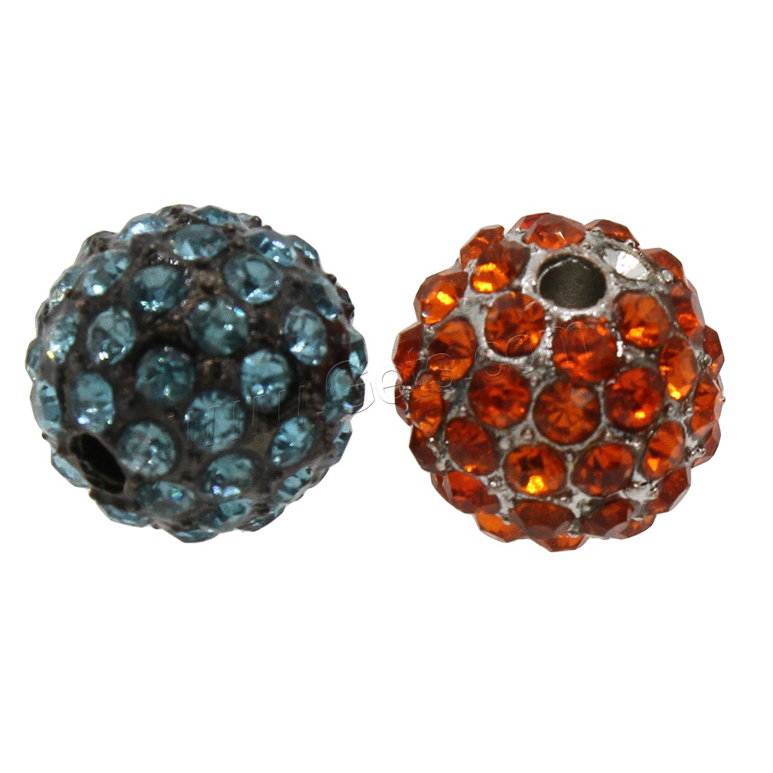 Strass Zinklegierung Perlen, rund, plattiert, verschiedene Größen vorhanden & mit Strass, keine, Bohrung:ca. 2mm, 50PCs/Tasche, verkauft von Tasche