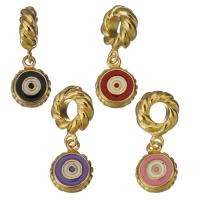 Stainless Steel European Pendants, gold color plated, enamel 25mm Approx 4.5mm 
