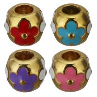 Stainless Steel Large Hole Beads, gold color plated, enamel Approx 4.5mm 