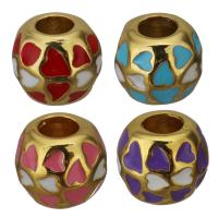 Stainless Steel Large Hole Beads, gold color plated, enamel Approx 4.5mm 
