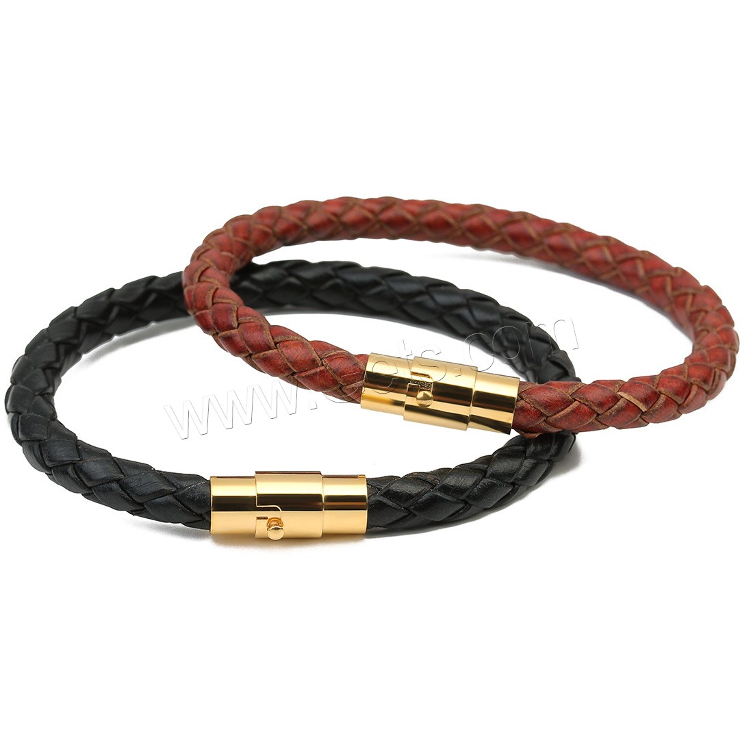 PU Leather Cord Bracelets, Round, different size for choice & for man, more colors for choice, coarse6mm, Sold By PC
