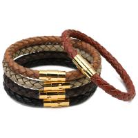 PU Leather Cord Bracelets, Round & for man coarse6mm 
