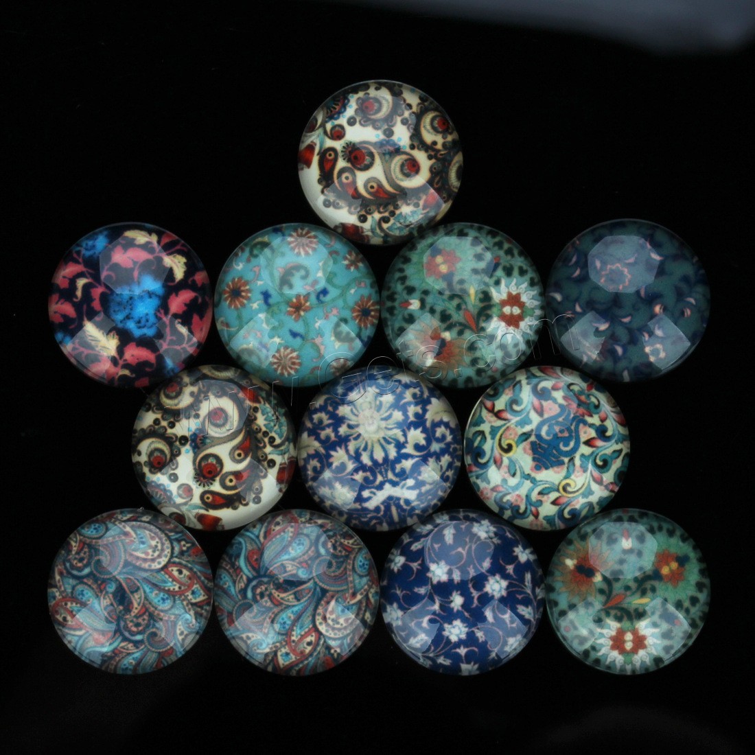 Glass Cabochon, with Paper, time gem jewelry & different size for choice & flat back, mixed colors, 20PCs/Bag, Sold By Bag