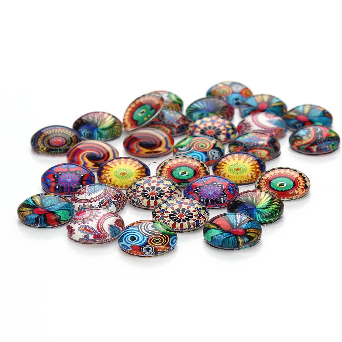 Glass Cabochon, with Paper, time gem jewelry & different size for choice & flat back, mixed colors, 30Bags/Bag, Sold By Bag