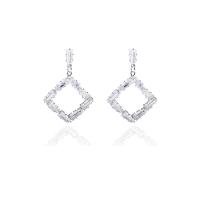Cubic Zirconia Micro Pave Brass Earring, silver color plated, micro pave cubic zirconia & for woman, 33*21mm 