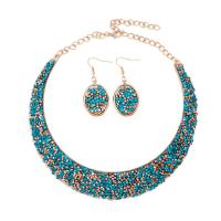 Rhinestone Zinc Alloy Jewelry Set, earring & necklace, plated, fashion jewelry & for woman & with rhinestone Approx 19.6 Inch 