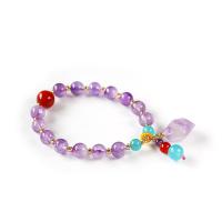 Amethyst Bracelet, with Red Agate, folk style & for woman, purple, 8mm,10mm 
